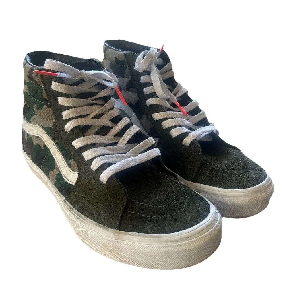 Vans Sk8-Hi Camo Skateboard Suede Canvas Olive Green High Top W-8 / M 6.5